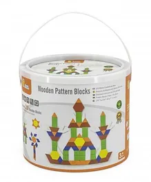 Viga Wooden Pattern Blocks Set Multicolour - 250 Pieces