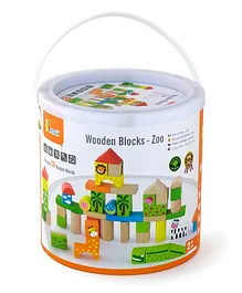 Viga Wooden Zoo Blocks Set Multicolour - 50 Pieces