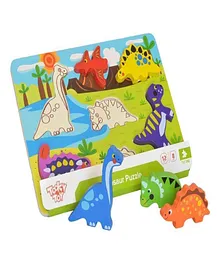 Tooky Toys Wooden Dinosaur Block Puzzle Multicolour - 7 Pieces