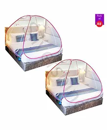 Silver Shine Foldable Double Bed Mosquito Net King Size Pack of 2 - Pink