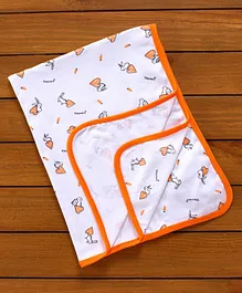 Tinycare Baby Towel With Teddy Print - Orange White