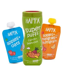 Happa Organic Healthy Organic Snack & Puree Combo Pack of 3 - 100 gm Each