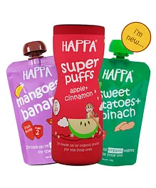 Happa Organic Multigrain Snack & Puree Combo Pack of 3 - 100 gm Each