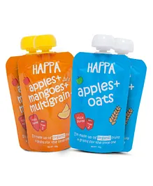 Happa Organic Baby Food Fruit And Grain Puree Pack of 4 - 100 gm Each