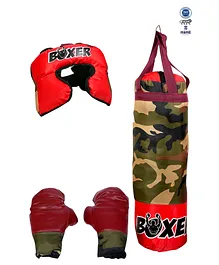 Legends of Sports Export Quality Boxing Kit - Green & Red