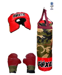Legends of Sports Export Quality Boxing Kit - Green & Red