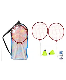 Legends of Sports Badminton Set of Rackets with Cover and Nylon Shuttlecock Multicolor - Pack of 4