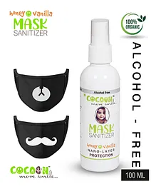 COCOON ORGANICS 100% Organic Alcohol Free Honey Vanilla Fragrance Mask Sanitizer With Kids Cotton Mask - Pack of 2