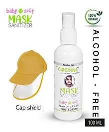 COCOON ORGANICS 100% Organic Alcohol-Free Mask Sanitizer Baby-Soft Fragrance - 100 ml with Kids Cap-shield (8+ Year)