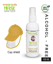 COCOON ORGANICS 100% Organic Alcohol-Free Mask Sanitizer Honey-Vanilla Fragrance with Adult Cap-shield - 100 ml 