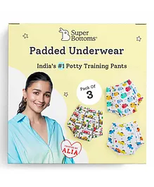 SuperBottoms Organic Cotton Padded Underwear Cum Toilet Training Pants Pack of 3 - White