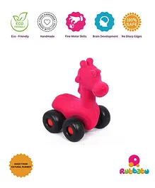 Rubbabu Pull Along Giraffe Toy - Dark Pink