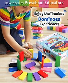 Intelliskills Premium 120 Pieces Wooden Domino Multicoloured Block Set | Educational & Learning Activity Game for Kids | Builds Motor Skills & Colour Recognition| BIS Certified | Educator Approved