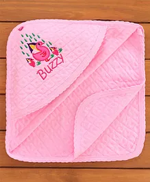 Buzzy Duck Embroidery Detailing Quilted Wrap With Hood - Pink