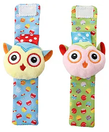 Baby Moo Owls In Love Set Of 2 Wrist Rattles - Multi Color