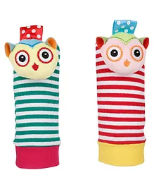 Baby Moo Owls In Love Set Of 2 Socks And Wrist Rattle - Multicolour
