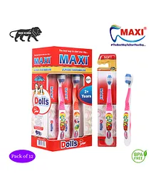 MAXI Dolls Junior Toothrushes Pack of 12- Multicolour