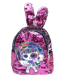 Spiky Reversible Sequined Bunny Backpack Pink - Height 10.6 inches