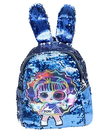 Spiky Reversible Sequined Bunny Backpack Blue - Height 10.6 inches