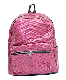 Spiky Nylon Bag with Front Pocket Pink - 11 Inches