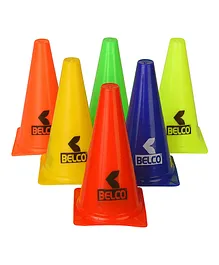 Belco Sports 12 Inch Cone Marker Set Multicolor - Pack of 6