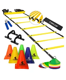Belco Stacking Cone Space Markers Agility Ladder with Gripper and Push Up Stand  Pack of 34 - Multicolor