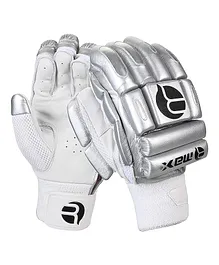 Rmax Leather & PU Senior Right Hand Cricket Batting Gloves - Silver