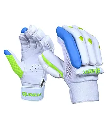 Rmax Leather & PU Senior Right Hand Cricket Batting Gloves - Green Blue