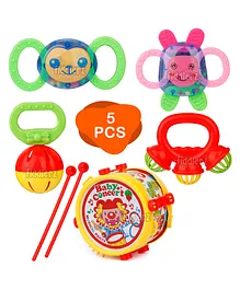 Fiddlerz Rattle & Musical Drum Baby Pack of 5 - Multicolor