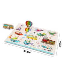 LazyToddler Vehicles Wooden Knob & Puzzle - 10 Pieces