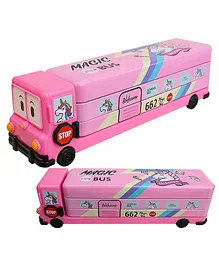 Toyshine School Bus Metal Pencil Box with Sharpner - Pink