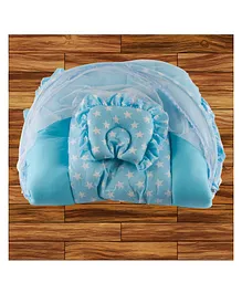 Mittenbooty Bedding Set with Mosquito Net Star Print - Blue  