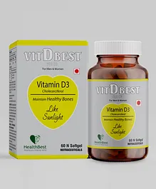 HealthBest VIT-D-BEST 600 IU - 60 Softgel Capsules
