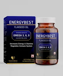 HealthBest EnergyBest Flaxseed Oil 500 mg - 60 Capsules