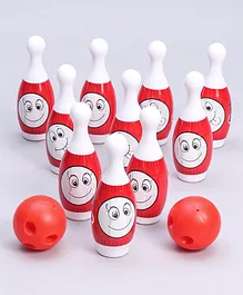 Leemo Bowling Playset Pack of 12 - White Red