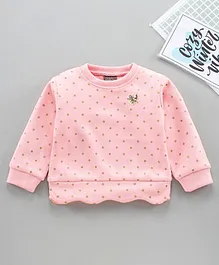 Little Kangaroos Full Sleeves Sweatshirt Heart Print - Peach