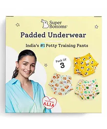 SuperBottoms 100% Cotton Padded Pant Style Padded Underwear Pack of 3 - Multicolor