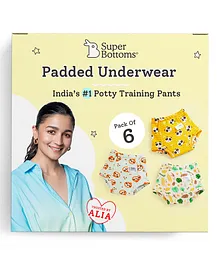 SuperBottoms 100% Cotton Padded Pant Style Padded Underwear Pack of 6 - Multicolor