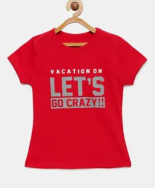 Mackly Short Sleeves Lets Go Crazy Printed Tee - Red