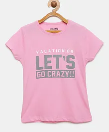 Mackly Short Sleeves Lets Go Crazy Printed Tee - Light Pink