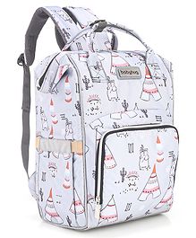 Babyhug Printed Backpack Style Maternity Diaper Bag- Grey