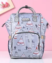 Babyhug Printed Backpack Style Maternity Diaper Bag- Grey