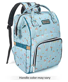 Babyhug Backpack Style Maternity Diaper Bag Flamingo Print - Blue