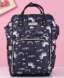 Babyhug Backpack Style Maternity Unicorn Print Diaper Bag - Black