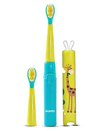 Agaro Rex Sonic Kids Tooth Brush With Giraffe Print - Yellow & Blue