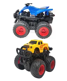 Sterling Friction Powered 360 Degree Rotating Toy Car and ATV Set - Blue Yellow