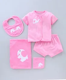 Child World Infant Clothing Set Elephant Embroidery Pack of 5 - Pink