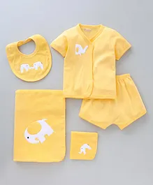 Child World Infant Clothing Set Elephant Embroidery Pack of 5 - Yellow