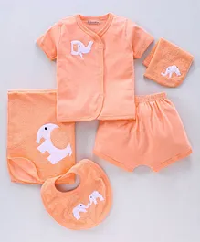 Child World Infant Clothing Set Elephant Embroidery Pack of 5 - Peach