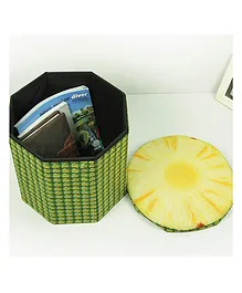 Kids Kaart Pineapple Design Foldable Stool Cum Storage Box - Multicolour